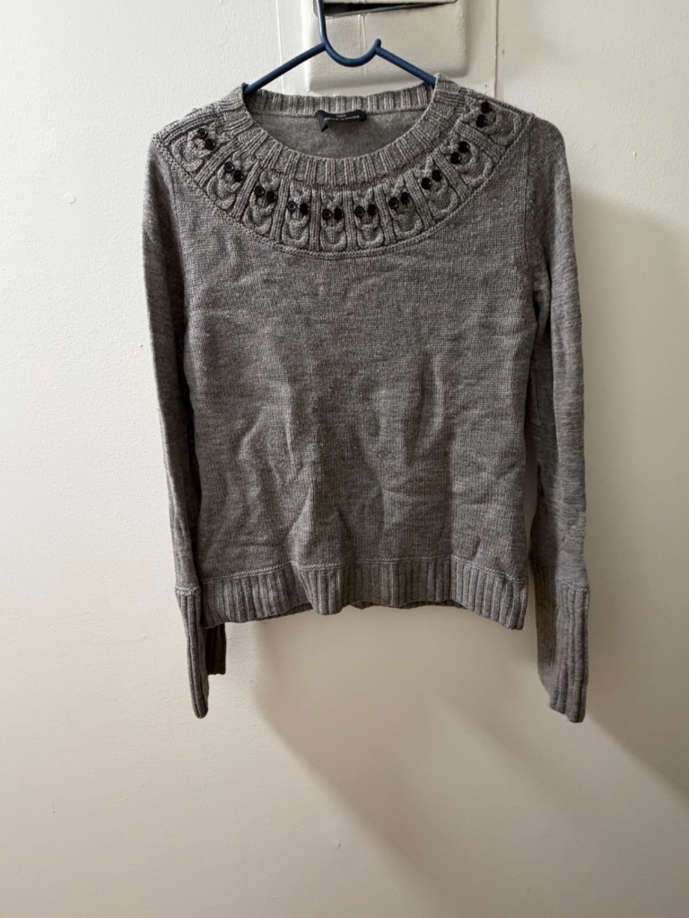 Rena Lange Gray Embellished Wool Sweater Size S - Picture 2 of 5